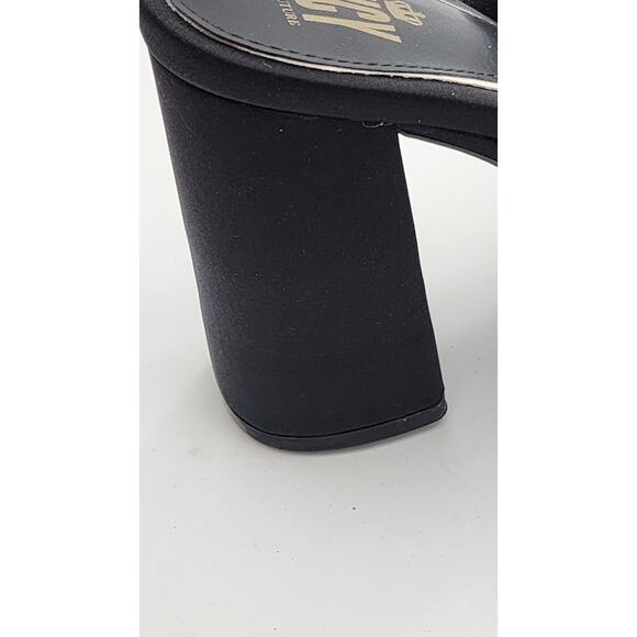 Juicy Couture Juicy Girly Womens Size 8.5 M Heeled Sandals Black White Logo - Picture 14 of 16